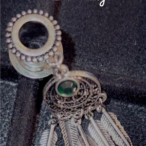 Silver and Green Dreamcatcher Earrings
